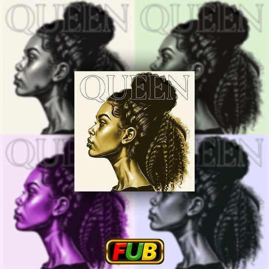 QUEEN: B&W Profile of a Melanated Beauty with Braided Elegance